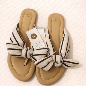 A New Day Women's Knotted Sandals - Cream and Black